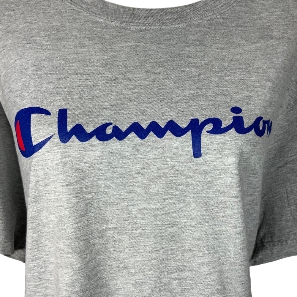 Champion Tee Shirt Graphic Logo Short Sleeve Crew Neck Boxy Grey Women’s Plus 2X - Picture 9 of 16